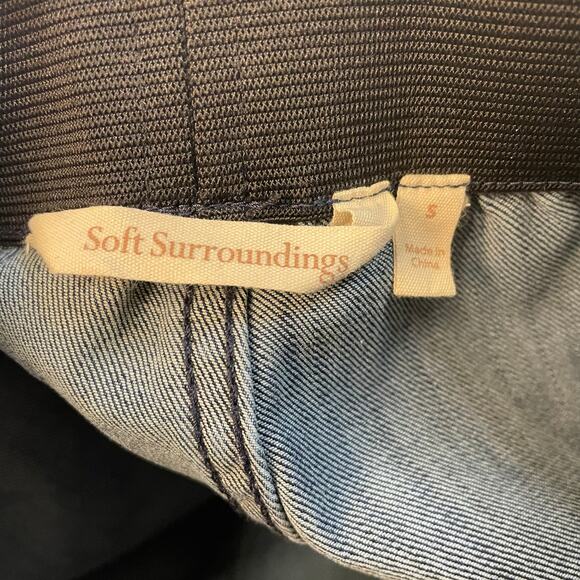 Soft Surroundings Pull-On Wide Leg Denim Pants Women’s S Blue Elastic Waist 29” - Picture 3 of 9